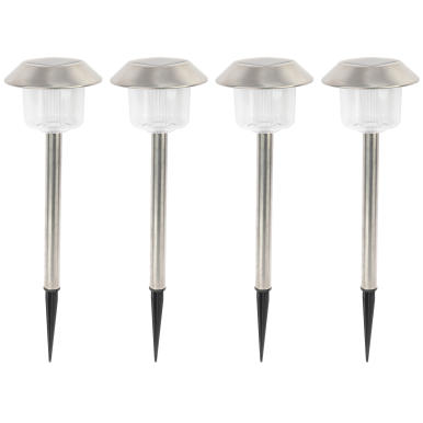 Zestaw 4 Metalowych Słupków Oświetleniowych z Solarnym Ładowaniem i LED - Grzybki