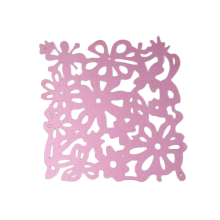 Różowa Serweta Filcowa z Wzorem Kwiatów 30x30 cm
