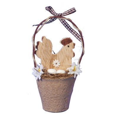 KOGUT DREWNIANY W KOSZYCZKU STROIK WIELKANOCNY