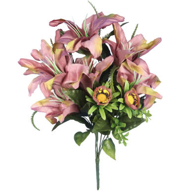 BUKIET 9 JESIENNYCH LILII Z PĄKAMI CIEMNY R&Oacute;Ż