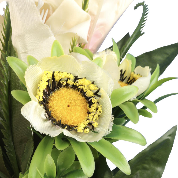 9 Sztucznych Lilii w Kolorze Kremowym - Jesienny Bukiet Dekoracyjny 56 cm