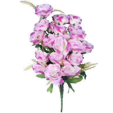 BUKIET SZTUCZNYCH RÓŻ FIOLETOWYCH - 20 SZTUK Z DODATKAMI, WYSOKOŚĆ 56 CM