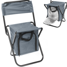 Składane Krzesło Turystyczne z Torbą Izolacyjną i Oparciem - Szare, Wzmocnione Aluminium, BS-033