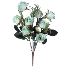 Bukiet 8 kwiatów sztucznych różyczki niebieskie