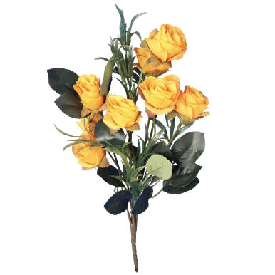 Bukiet jesiennych r&oacute;życzek sztucznych o kolorze pomarańczowym - 8 sztuk, wysokość 32 cm