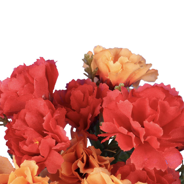 BUKIECIEK DROBNYCH GOŹDZIKÓW W KOLORZE CZERWONO-POMARAŃCZOWYM