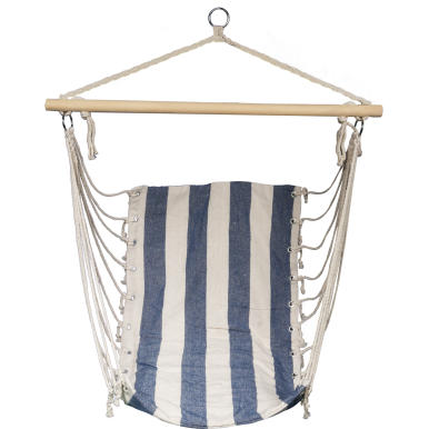 Hamak-Krzesło Brazylijskie Goliat w Odcieniach Granatu i Bieli do Ogrodu, Balkonu i Wnętrz