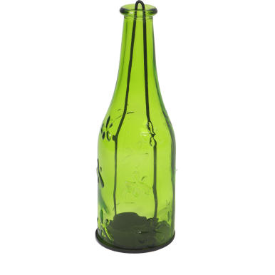 Zielona butelka na świeczkę z łańcuszkiem