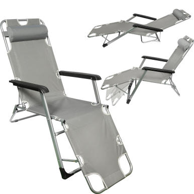 OXFORD LEŻAK FOTEL OGRODOWY WZMOCNIONY SKŁADANY SILVER