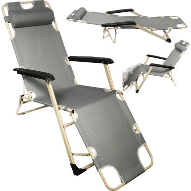 Leżak Ogrodowy Oxford z Regulacją Pozycji - Wzmacniany, Składany, Kolor Złoty