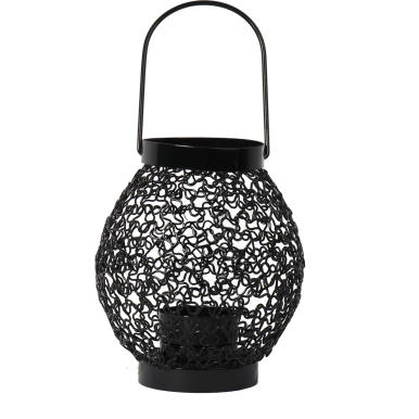 Czarna Metalowa Latarenka na Świeczkę Tealight do Dekoracji Ogrodu i Tarasu