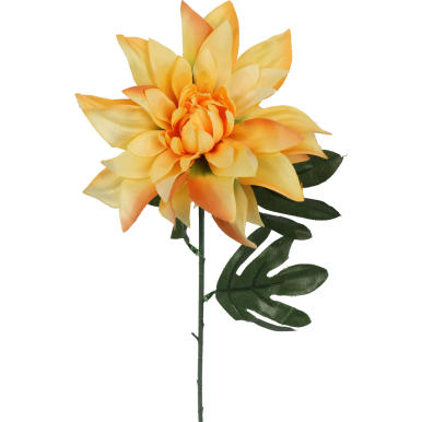 Sztuczna Żółta Dalia - Pojedyncza Gałązka, Wysokość 70 cm