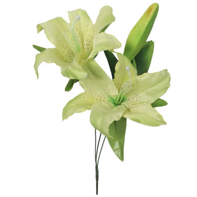 Gałązka Lilii Dwukwiatowej Sztucznej w Kolorze Zielonym - 75 cm