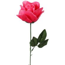 Róża sztuczna pojedynka w kolorze ciemno-różowym 68 cm
