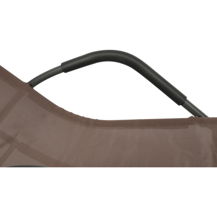 Leżak ogrodowy kompaktowy, bujany, brązowy z poduchą regulowaną