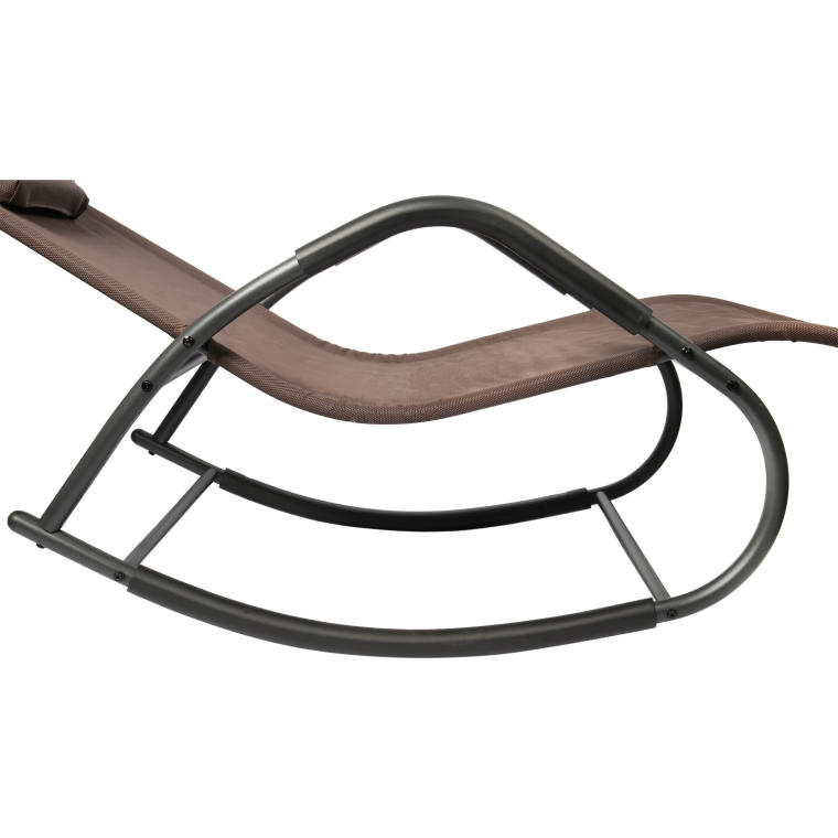 Leżak ogrodowy kompaktowy, bujany, brązowy z poduchą regulowaną