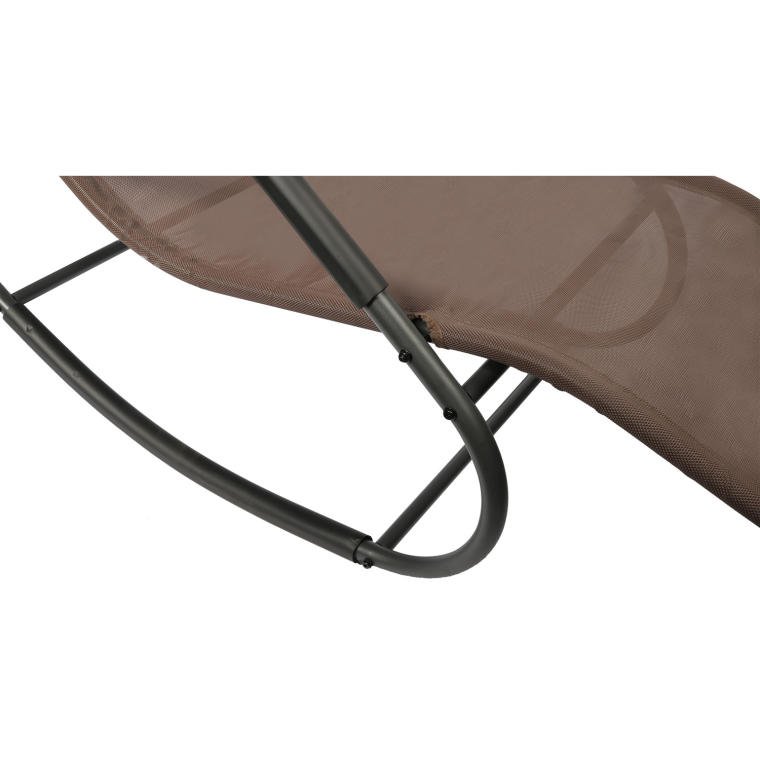 Leżak ogrodowy kompaktowy, bujany, brązowy z poduchą regulowaną