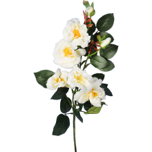 Sztuczna Gałązka z 5 Kremowymi Różami i Pąkami - Dekoracja Premium 72cm