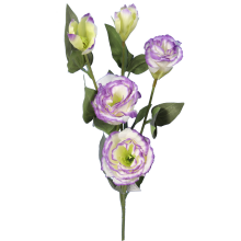 Gałązka z 5 sztucznymi fioletowymi kwiatami eustomy, wysokość 70 cm
