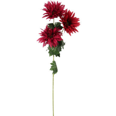 Sztuczna Gałązka z Trzema Bordowymi Gerberami o Wysokości 80 cm