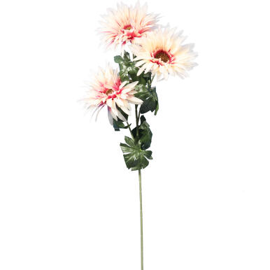 Gałązka z 3 kremowymi Gerberami - Kwiat sztuczny wysokiej jakości, 80 cm