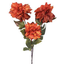 Dekoracyjna Gałązka z Trzema Pomarańczowymi Dalias - Sztuczny Kwiat o Realistycznym Wyglądzie