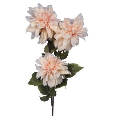 Sztuczna Gałązka z Trzema Daliami Kremowymi - Realistyczna Dekoracja Wysokości 80 cm