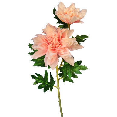 Sztuczna Gałązka z Dwoma Daliami w Kolorze Łososiowym - Dekoracja o Wysokości 66cm