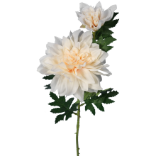 Dekoracyjna gałązka z dwiema kremowymi daliami - sztuczny kwiat 66 cm