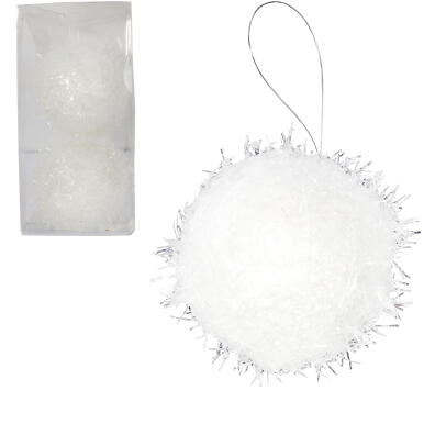 Zestaw 2 Białych Bombek Styropianowych 10cm - Kule Śnieżne do Dekoracji Świątecznej