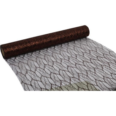 ORGANZA BRĄZOWA Z NADRUKIEM BROKATOWYM 0,50 x 10 m