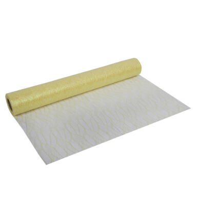 ORGANZA ŻÓŁTA Z NADRUKIEM BROKATOWYM 0,50 x 10 m