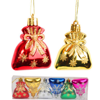 Zestaw 6 Eleganckich Bombek-Prezent&oacute;w z Brokatem, 6 cm, Wielokolorowe