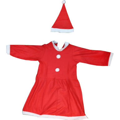 Czerwona Welurowa Sukienka i Czapka w Stylu Śnieżynki