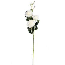 Biała Sztuczna Róża - Gałąź z 3 Kwiatami - Dekoracja Wysokiej Jakości o Wysokości 82 cm
