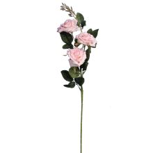 Gałązka z Trzema Sztucznymi Różami Wysokiej Jakości w Kolorze Różowym