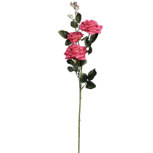 Sztuczna Gałązka Róż w Kolorze Ciemnoróżowym - Dekoracja Wysokiej Jakości