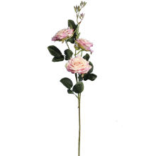 Sztuczne Róże Łososiowe na Dużej Gałązce - Dekoracja Wysokiej Jakości, 82 cm