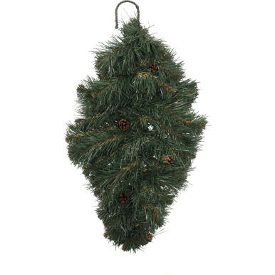 Owalny zielony podkład świąteczny z motywem świerkowych szyszek i liści - 60 cm