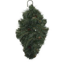 Owalny zielony podkład świąteczny z motywem świerkowych szyszek i liści - 60 cm