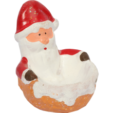 Świecznik Tealight w Kształcie Mikołaja z Ceramiki w Kolorze Czerwieni i Brązu