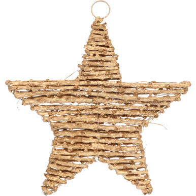 Złota Gwiazda Rattanowa na Święta - Zawieszka 27 cm