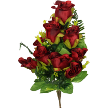 Sztuczne Róże w Bukiecie: Dekoracyjny Zestaw 10 Czerwonych Róż z Paprotkami, 40cm