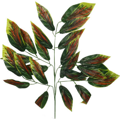 Potrójna gałązka z liśćmi - dekoracja kwiatowa 70cm.