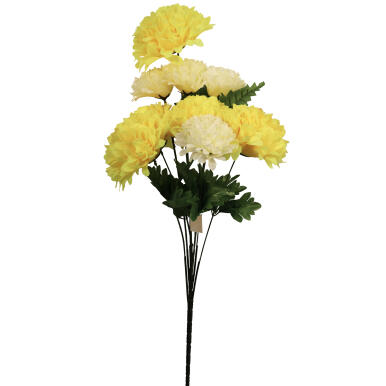 BUKIET 9 DUŻYCH CHRYZANTEM Ż&Oacute;ŁTO KREMOWYCH