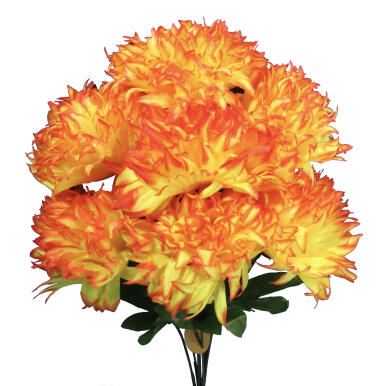 BUKIET 7 SZTUCZNYCH CHRYZANTEM W KOLORZE ŻÓŁTO-POMARAŃCZOWYM O WYSOKOŚCI 65 CM