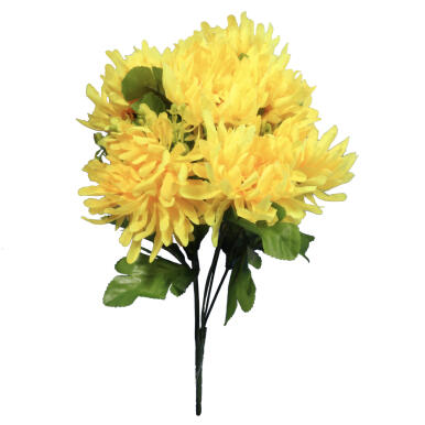 Bukiet 7 chryzantem z dodatkami, 35 cm, ż&oacute;łty