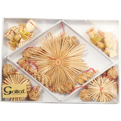 Zestaw 30 Ręcznie Wykonanych Słomianych Ozdób Świątecznych