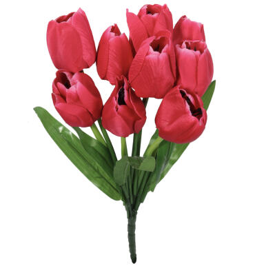 Sztuczne Tulipany Różowe 38cm - Bukiet 9 Sztuk Wysokiej Jakości