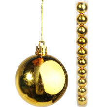 Złote Bombki Bożonarodzeniowe w Tubie - Komplet 10 sztuk, Wykonane z Plastiku